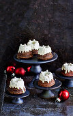 Mini Bundt cakes with frosting for Christmas