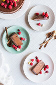 Chocolate Cheesecake with raspberries