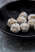 Energy balls made from nuts, fruit and grated coconut
