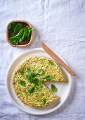 Savory cheesecake with zucchini and herbs