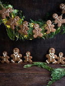 A gingerbread man wreath decoration