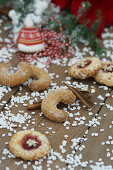 Vanilla crescent biscuits and German Christmas biscuits with sugar nibs
