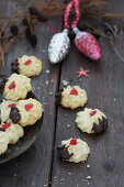 Shortbread biscuits with candied cherries