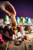 Easter eggs with salted caramel and shortbread