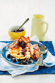 Coconut pancakes with maple blueberries