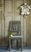 Chair with grey knitted cover