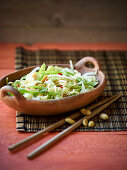 Chinese cabbage salad with Mie noodles and peanuts (Asia)