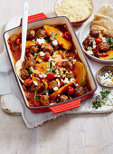 Roast Keftethes with Pumpkin and Feta