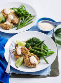 Salmon Patties with chargrilled broccolini