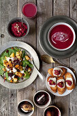 Various dishes made from beetroot
