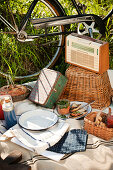 Retro-Picknick mit Fahrrad