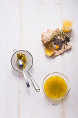 Ingredients for Turmeric Tonic with ginger and chilli