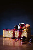 Honey blackberry swirl cheesecake
