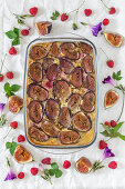 Baked millet with figs and raspberries