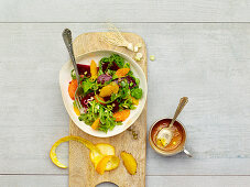 Beetroot salad with rocket and orange fillets