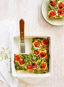 Frittata mit gedünsteten Tomaten und Spinat