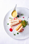 Langoustine mit Buttersauce (Aufsicht)