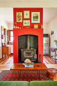 Wood-burning stove in the living room