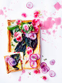 Wilted rainbow chard tart with roasted garlic