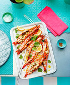 Butterflied prawns with chilli and coriander