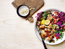 Pot-roasted chicken with strawberries and tarragon