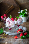 Strawberry ice cream with sponge pieces