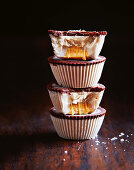 Ice cream cups with peanut butter, stacked