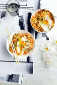 Gebratener Reis mit Kimchi, Speck und Ei