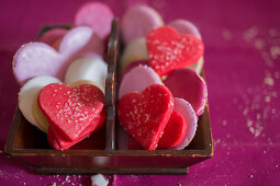 Heart-shaped biscuits with icing