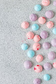 Colorful meringue kisses, seen from above