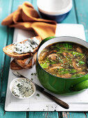 Mushroom Soup with Goat s Cheese Croutes