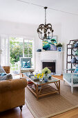 Summery living room with an American mix of styles