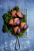 Bear claw biscuits with chocolate glaze