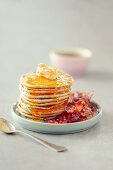 Pikelets with buckwheat, smoked paprika butter, bacon and maple syrup (Australia)
