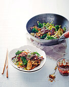 Charred beef and rice noodles