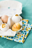 Lemon cake served in eggs for Easter