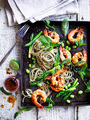 Thai prawns with soba noodles and asparagus