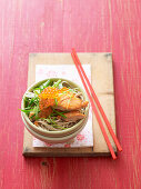 Salmon in miso with soba noodles
