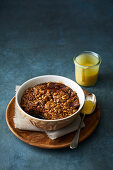 Date and walnut self-saucing pudding