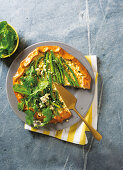 Green asparagus and feta galette