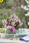 Fragrant Bouquet With Flowering Branches And Hyacinths