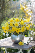 Spring Bouquet Of Daffodils And Sloe Branches