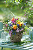 Colorful Spring Bouquet In The Basket