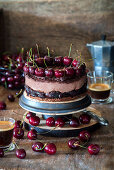 Chocolate cheesecake with cherries