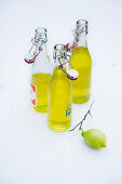 Limoncello in small glass bottles