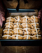 Hot cross buns ready for the oven