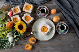 Apricot tray bake cake with espresso