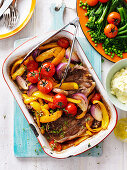 Baked Lamb Chops with Capsicum and Tomato