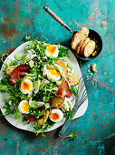 Kale Caesar Salad with eggs