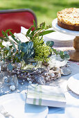 Christmas tisck decoration on a garden table